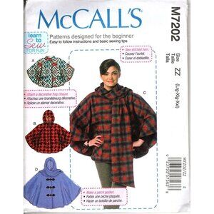 McCall's M7202 Misses L to XXL Sweater Wraps and Ponchos Uncut Sewing Pattern